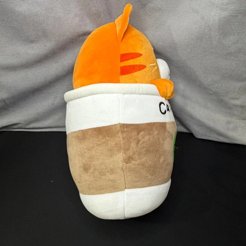 Fiesta Catpawccino Plush Toy ‎ 13 Inch Orange Coffee Cup Cat Squishy C22265